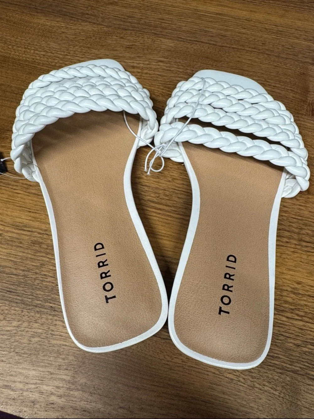 NWT Torrid White Braided Multi-Strap Slide Sandals - Picture 2 of 7